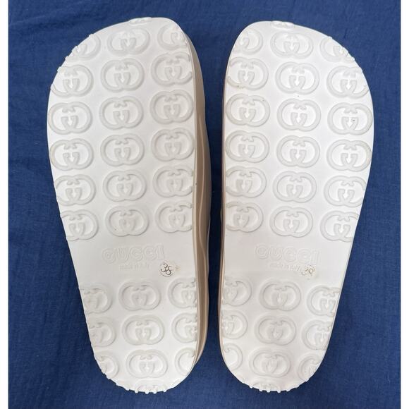 Gucci Miami Platform Slides Interlocking G Rubber Beige Size (38) 7 Women’s - Picture 9 of 16